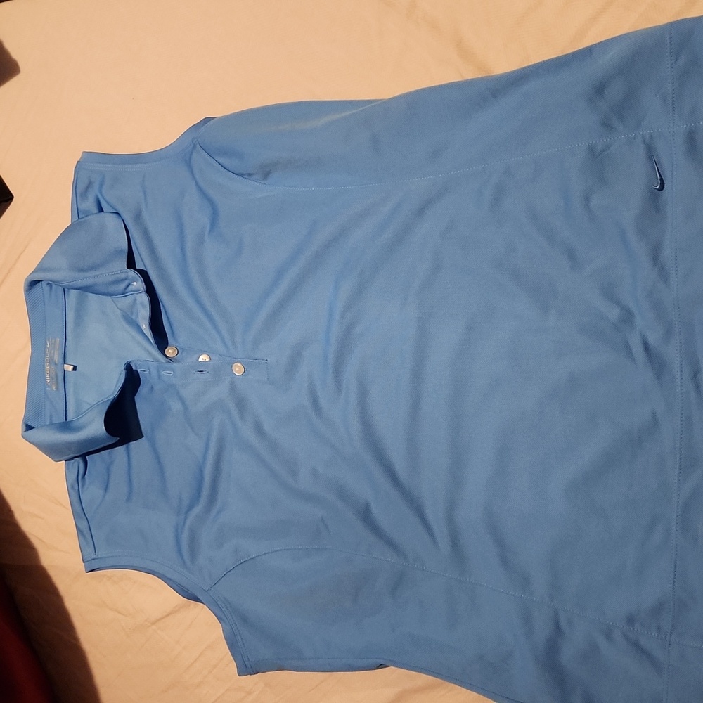 Nike Dri-FIT Sleeveless Striped Golf Polo Size XL (16-18) in blue